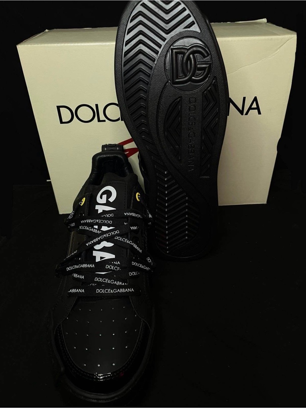 Dolce & Gabbana Black Chunky Logo Low-Top Sneakers with Yellow Accents N/A - Picture 3 of 3